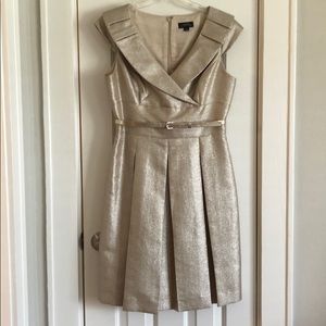 Tahari Champagne Metallic Dress